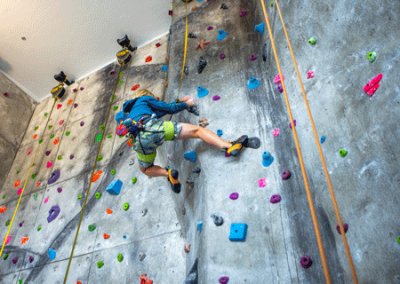 Kid on the climbing wall