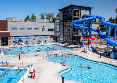 Members and guests enjoy the various pools on a warm summer day.