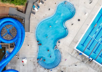 A birds eye view of the baby hot pool.